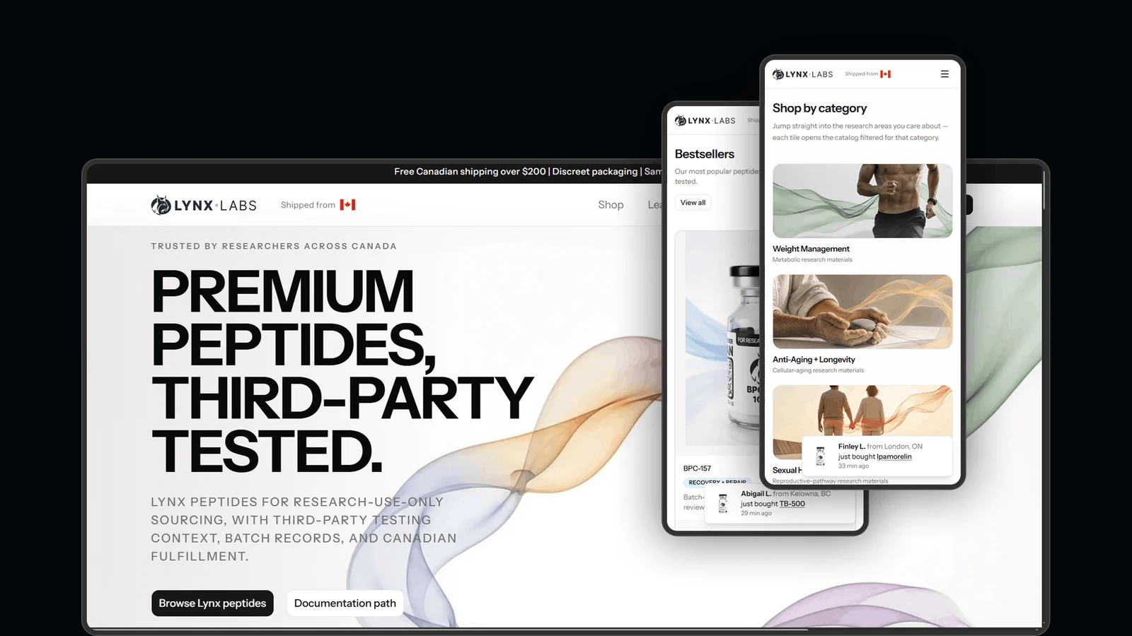 LynxLabs shown across desktop and mobile product views