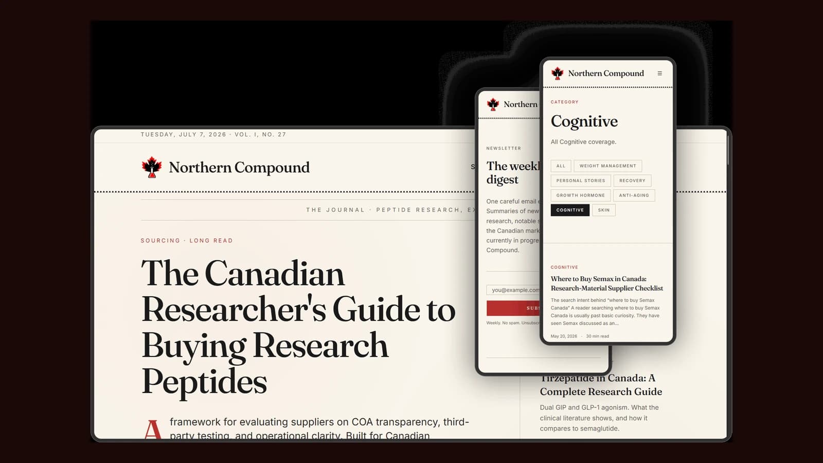 Northern Compound shown across desktop and mobile product views