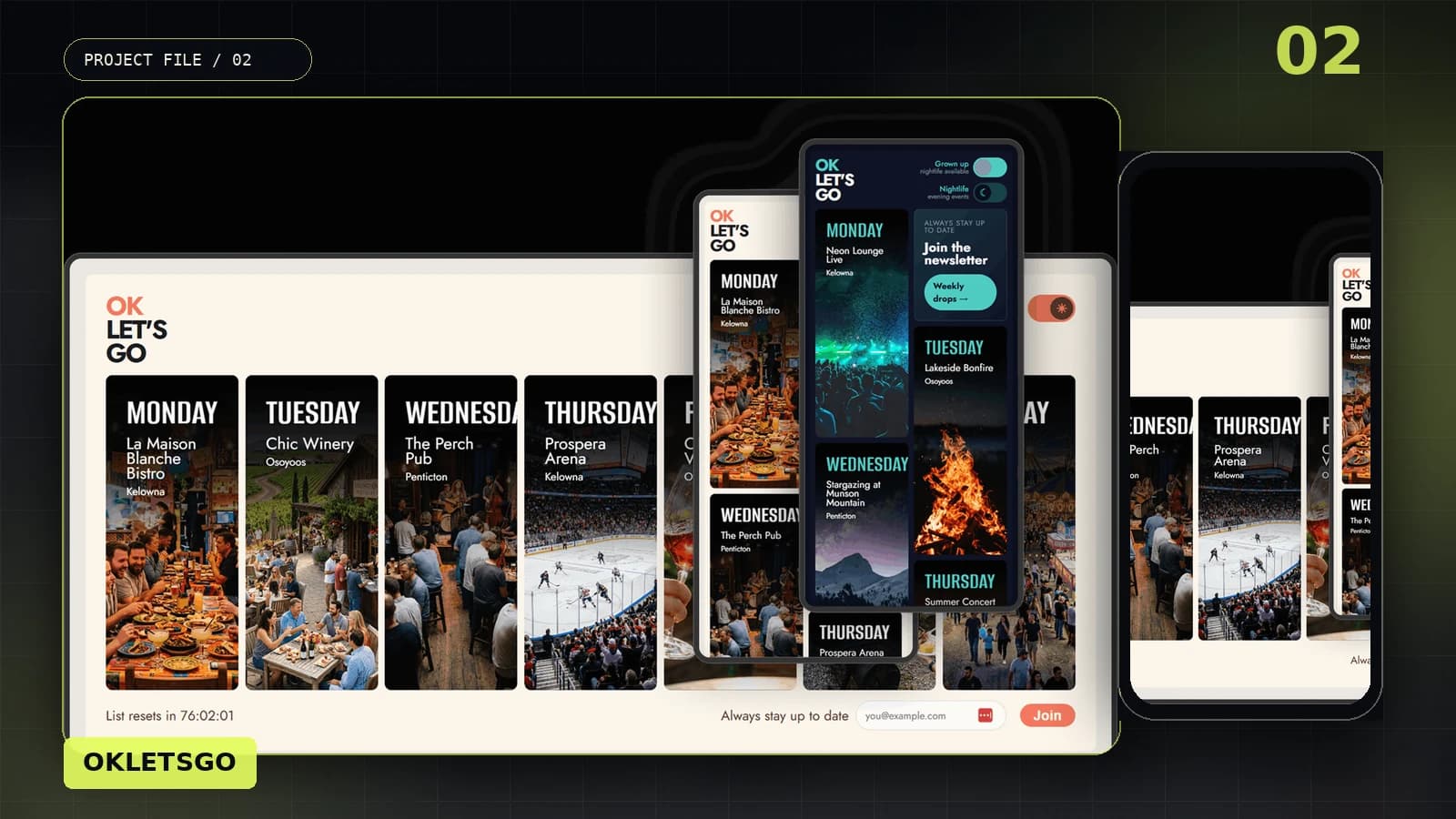 OKLetsGo shown across desktop and mobile product views